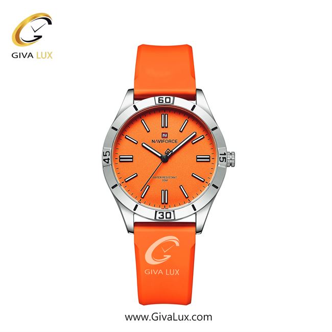 ساعت مچی اورجینال زنانه-اسپرت ناوی فورس|Naviforce|نوی فورس|نیوی فورس نقره ای | نارنجی| نارنجی| کد رفرنس NF5041